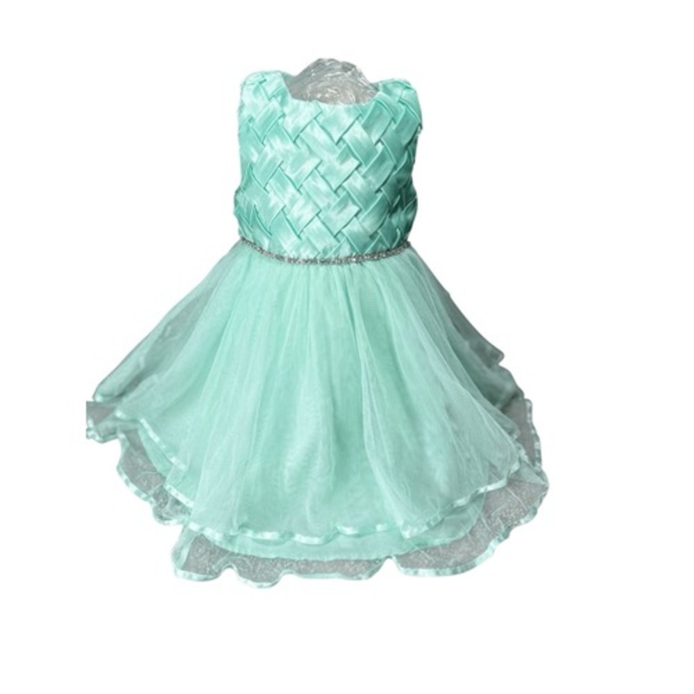 Baby Girl 12M Mint Green Formal Tulle Dress Rhinestone Flower Girl Easter